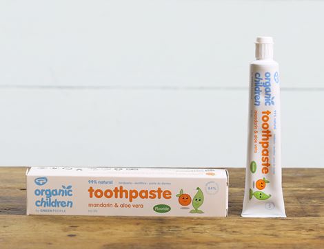 Kid's Toothpaste with Fluoride, Mandarin & Aloe Vera, Green People (50ml) 