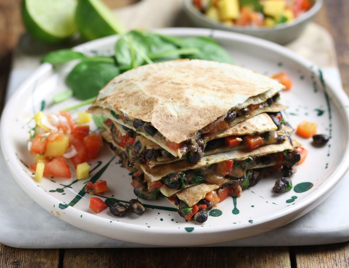 Corn & Bean Quesadillas with Tropical Salsa