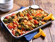 Roast Squash & Broccoli Tray with Tahini Sauce